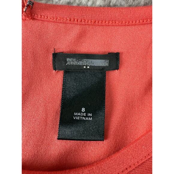 Ann Taylor Size 8 Casual Knee Length Fit Flared Dress Coral Sleeveless Zip - Picture 8 of 9